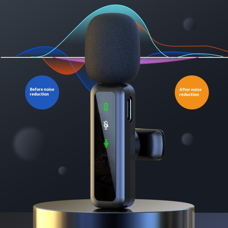 Trådløs Lavalier Mikrofon Støjreduktion 1 sender + 1 modtager - USB-C stik