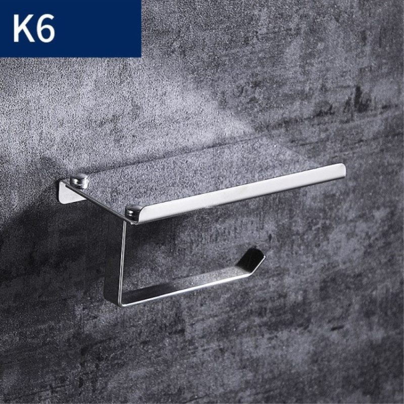 Toalettpapirholder for bad Veggmontert med hylle - K6/Sølv/Drill montering