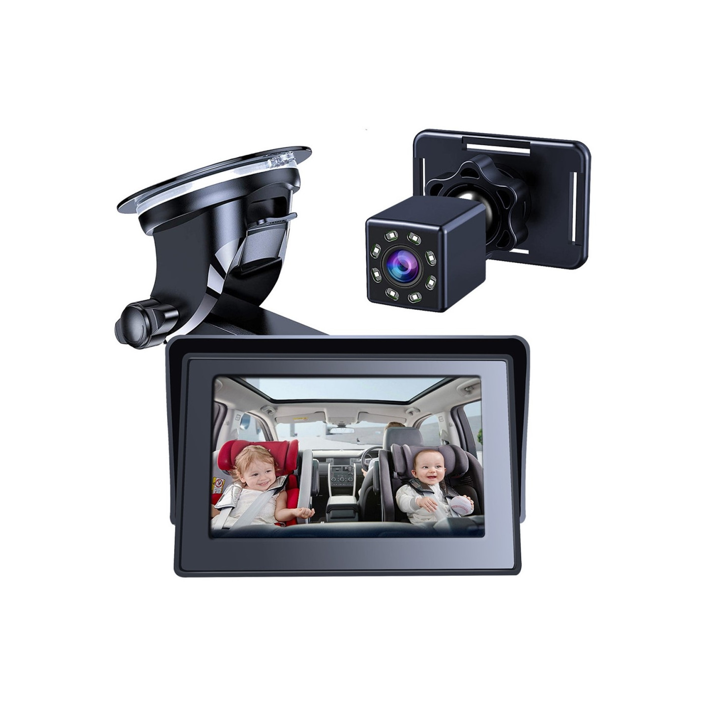 360 grader roterbart 4,3" nattsyn bil babymonitor kamera for sikker kjøring