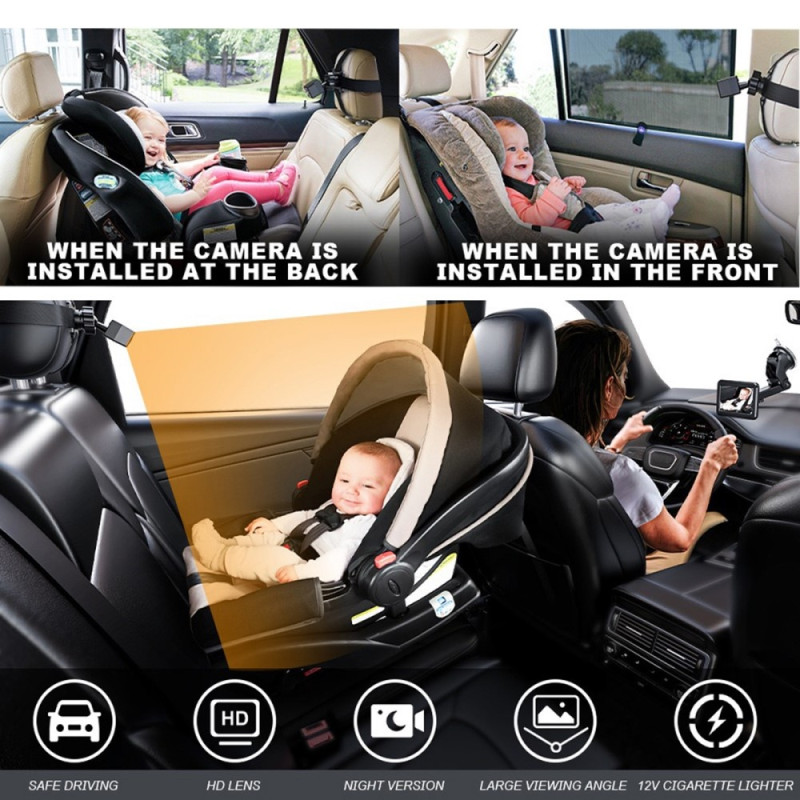 360 astetta kääntyvä 4,3" yönäkö Car Baby Monitor -kamera turvalliseen ajoon