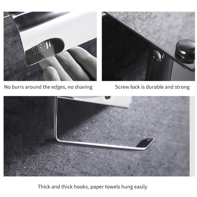 Toilet paper holder for bathroom Wall mounted with shelf - K6/Silver/Drill installation