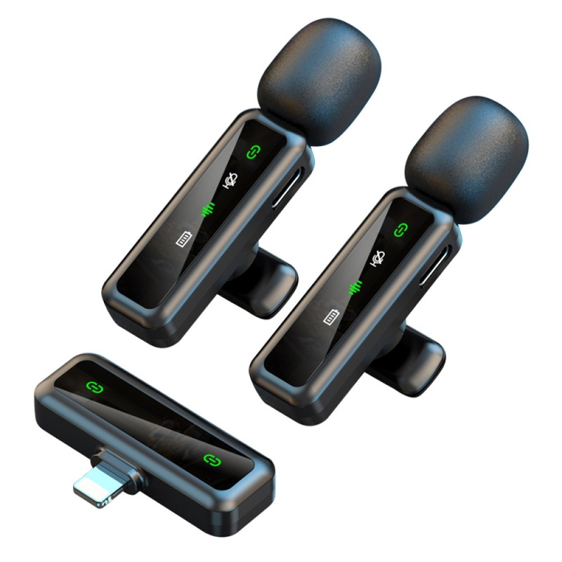 Wireless Lavalier Microphone Noise Reduction 2 transmitters + 1 receiver - iP connector