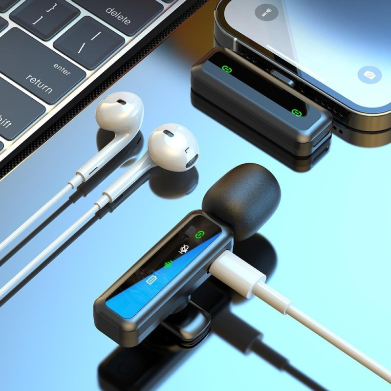 Langaton Lavalier Microphone Noise Reduction 2 lähetintä + 1 vastaanotin - iP-liitin