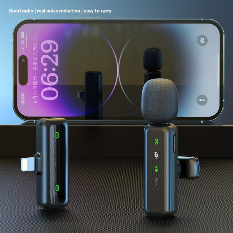 Wireless Lavalier Microphone Noise Reduction 2 transmitters + 1 receiver - iP connector