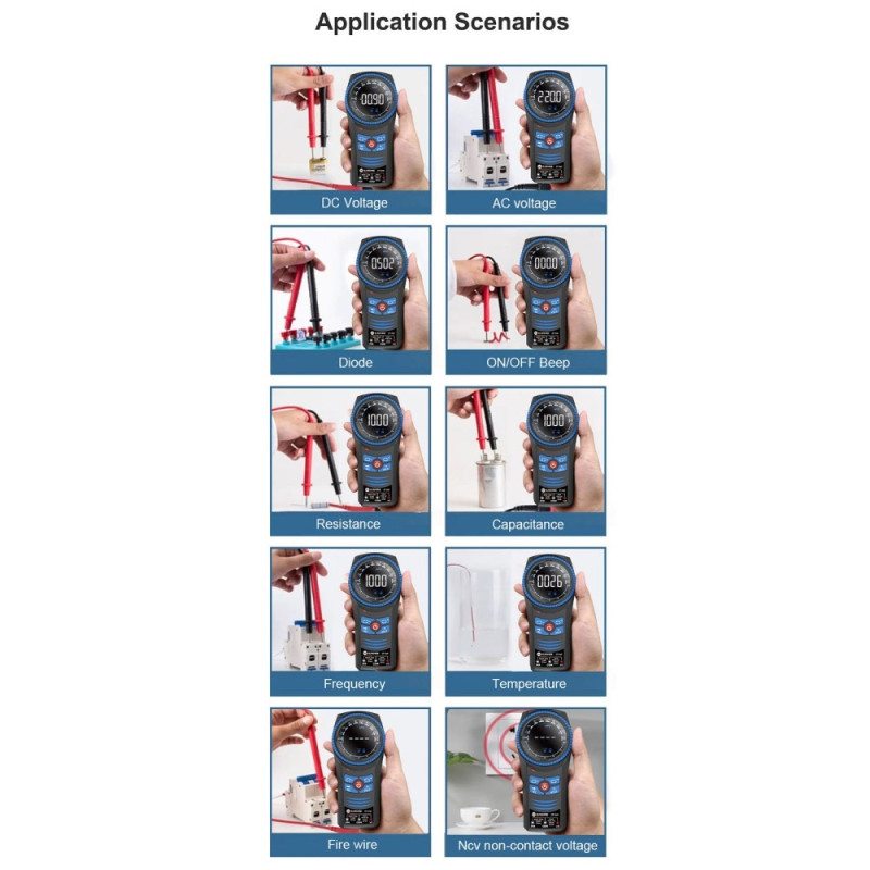 SUNSHINE Roterande multimeter Automatisk räckvidd Handhållen Spänningsmotstånd Kontinuitetstestare