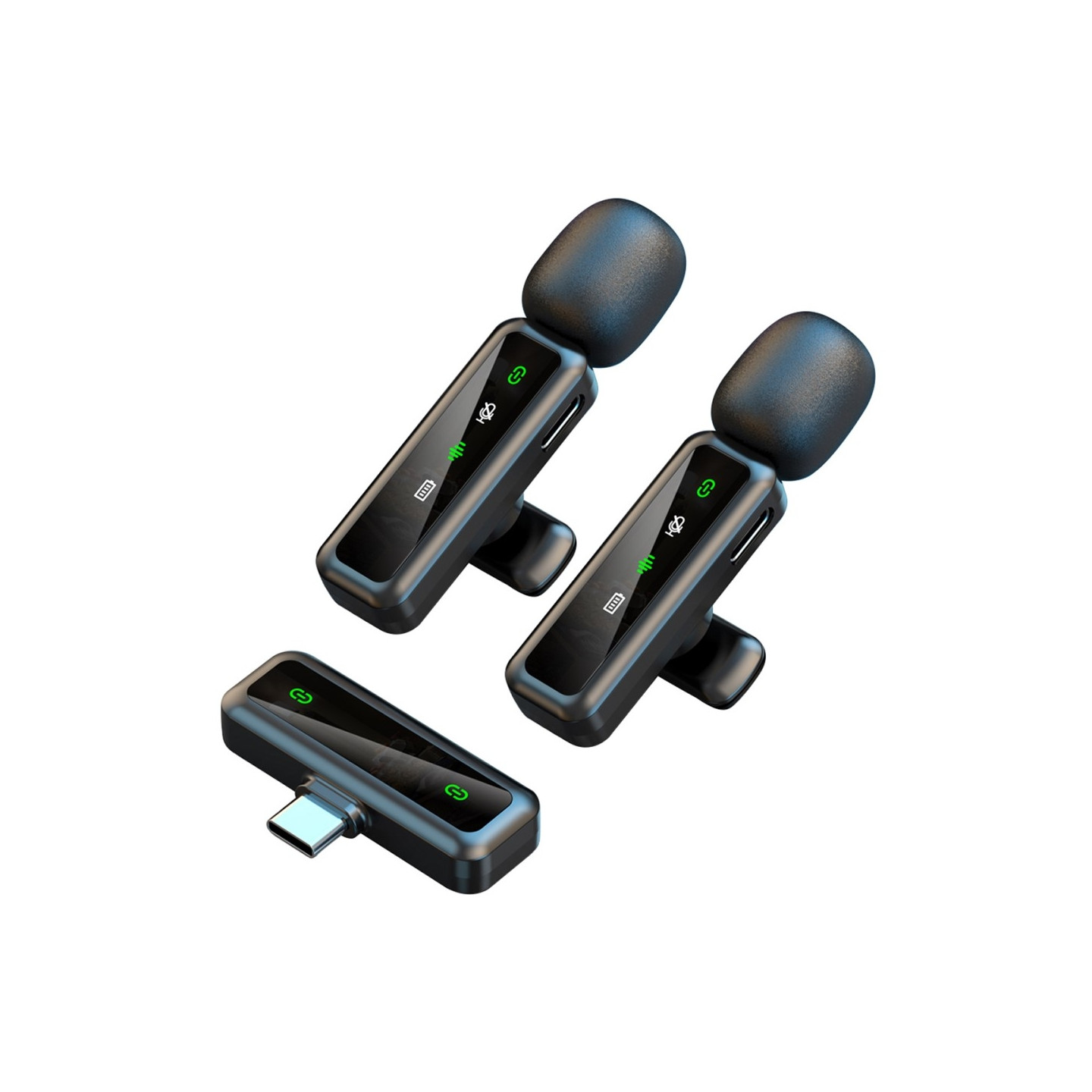 Trådlös Lavalier-mikrofon Brusreducerande 2 sändare + 1 mottagare - USB-C