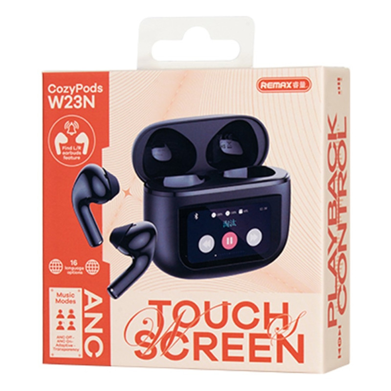 REMAX Cozypods True Wireless Earbuds Touch Screen ANC støyreduserende Bluetooth-hodetelefoner - Svart