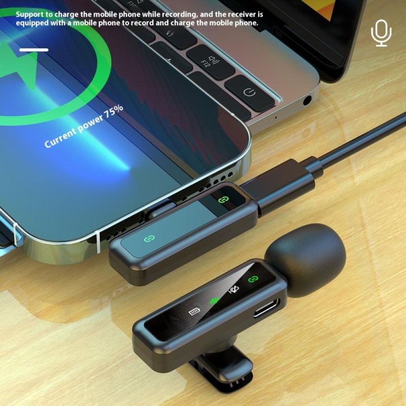Trådlös Lavalier-mikrofon Brusreducerande 2 sändare + 1 mottagare - USB-C