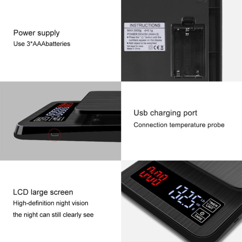 Digital minivekt 10 kg / 1 g elektrisk lomme i gram med bakgrunnsbelyst LCD-skjerm