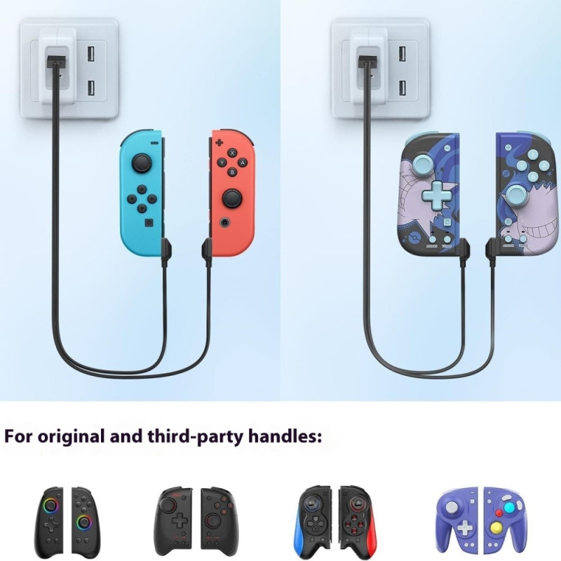 Ladekabel kompatibel med Nintendo Switch OLED Joy-Con Controller 2 i 1 USB