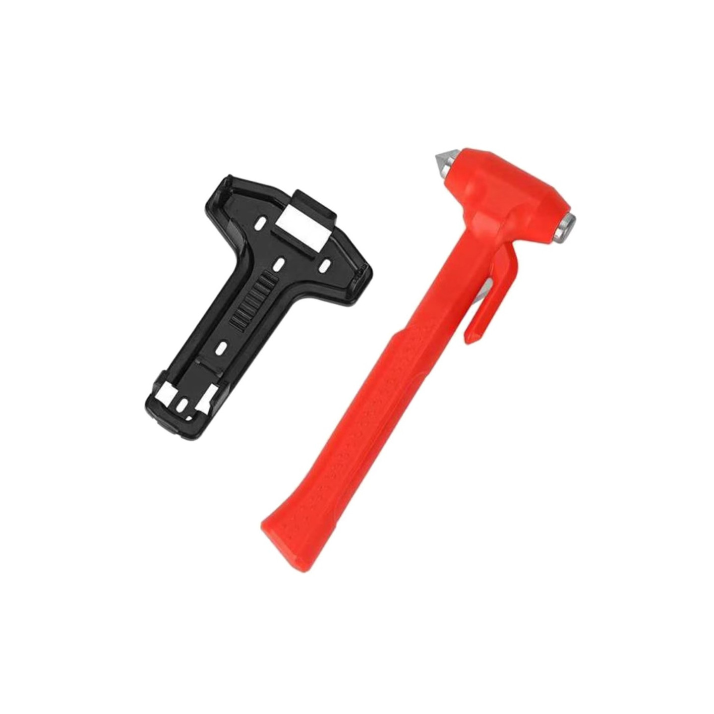 Car Hammer Window Breaker Emergency Hammer Belt Knife Long Handle - Red