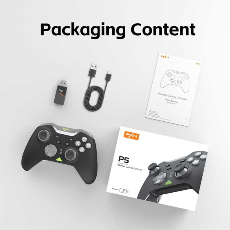 Bluetooth trådlös spelkontroll med mottagare Kompatibel med Steam PC Android iOS Nintendo Switch - Svart