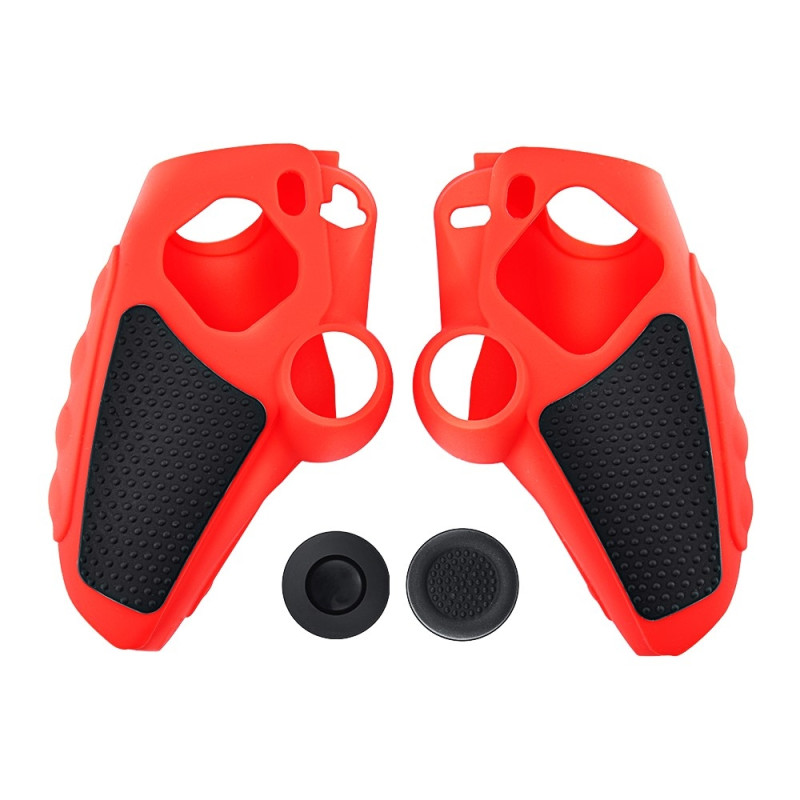 Playstation 5 / PS5 Silikon Skin Skal Fodral Anti-Slip Skydd + Joystick Caps - Röd