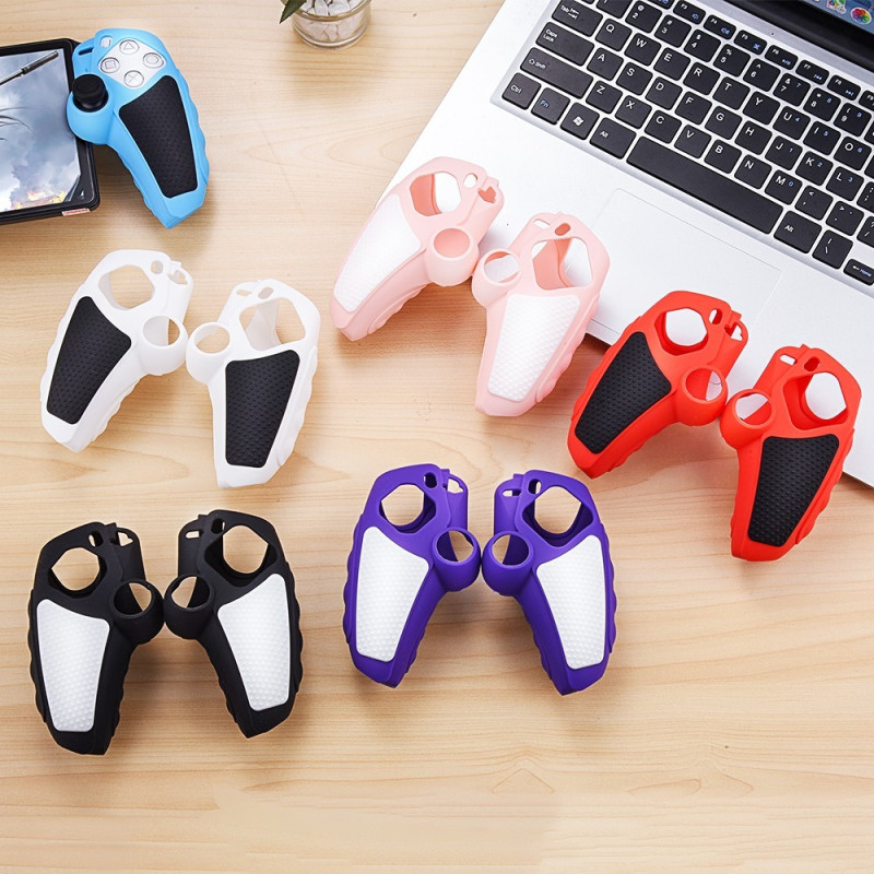 Playstation 5 / PS5 silikoninen suojakuori, liukastumista estävä suoja + joystick-suojukset - Punainen