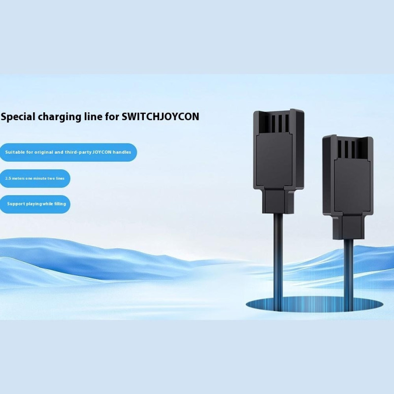 2 i 1 ladekabel kompatibel med Nintendo Switch Joy-Con 2,5 m forlenget USB-laderledning