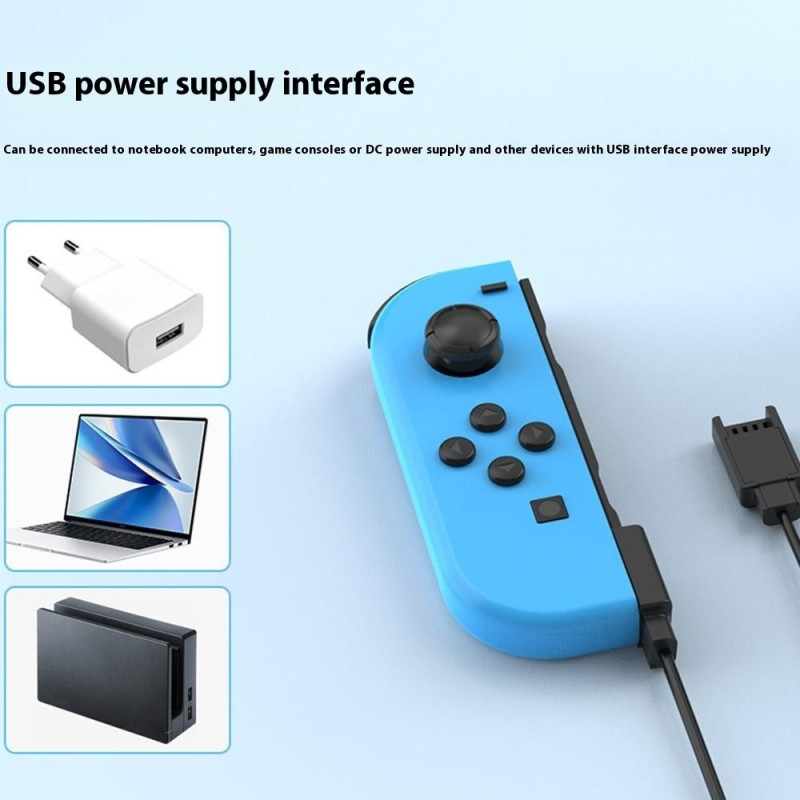 2 in 1 -latauskaapeli, joka on yhteensopiva Nintendo Switch Joy-Conin 2,5 metrin pidennetyn USB-laturijohdon kanssa