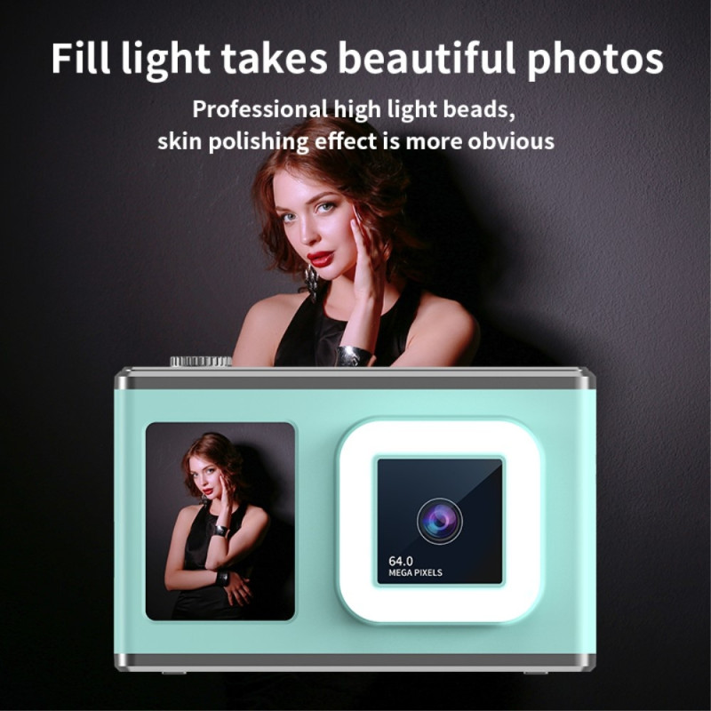 2.4" Screen Dual Lens Video Recording CCD Digital Camera with 32GB Card + Reader - White