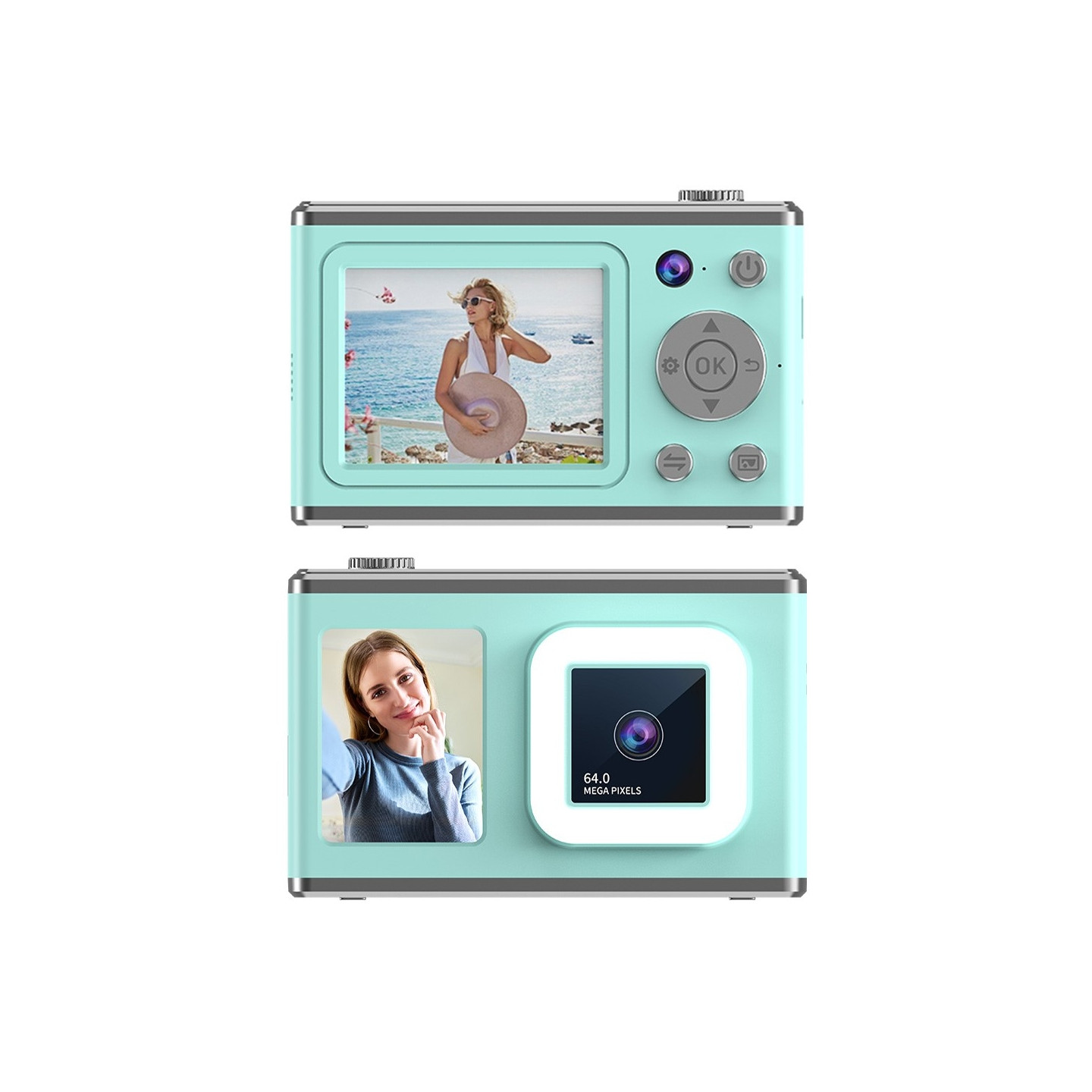 2,4" skjerm med dobbel linse videoopptak CCD digitalkamera med 32 GB kort + leser