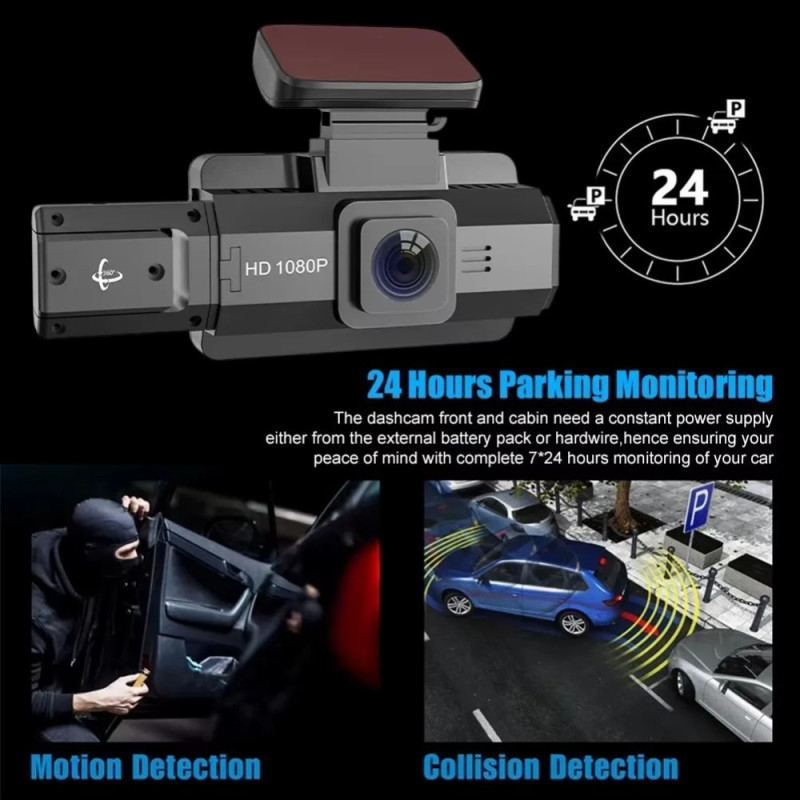 Fram och bak inspelning Dash Cam 1080P HD Night Vision Bilkamera Recorder