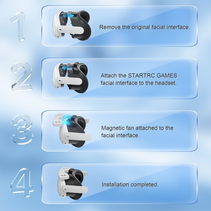 Til Meta Quest 3S VR ansigtsmaske Magnetisk køleventilator Skumpude Åndbar ansigtsskærm