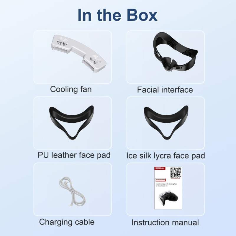 För Meta Quest 3S VR Face Mask Magnetisk kylfläkt Foam Pad Andas ansiktsskydd