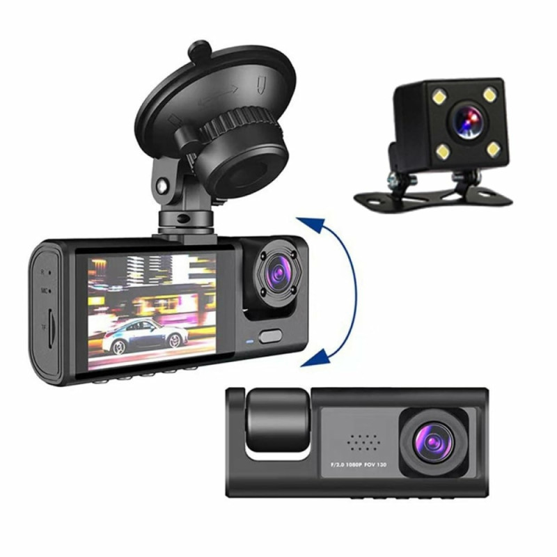 Bilkamera 3 objektiv vidvinkel 1080P HD bil DVR Dash Cam parkeringsmonitor