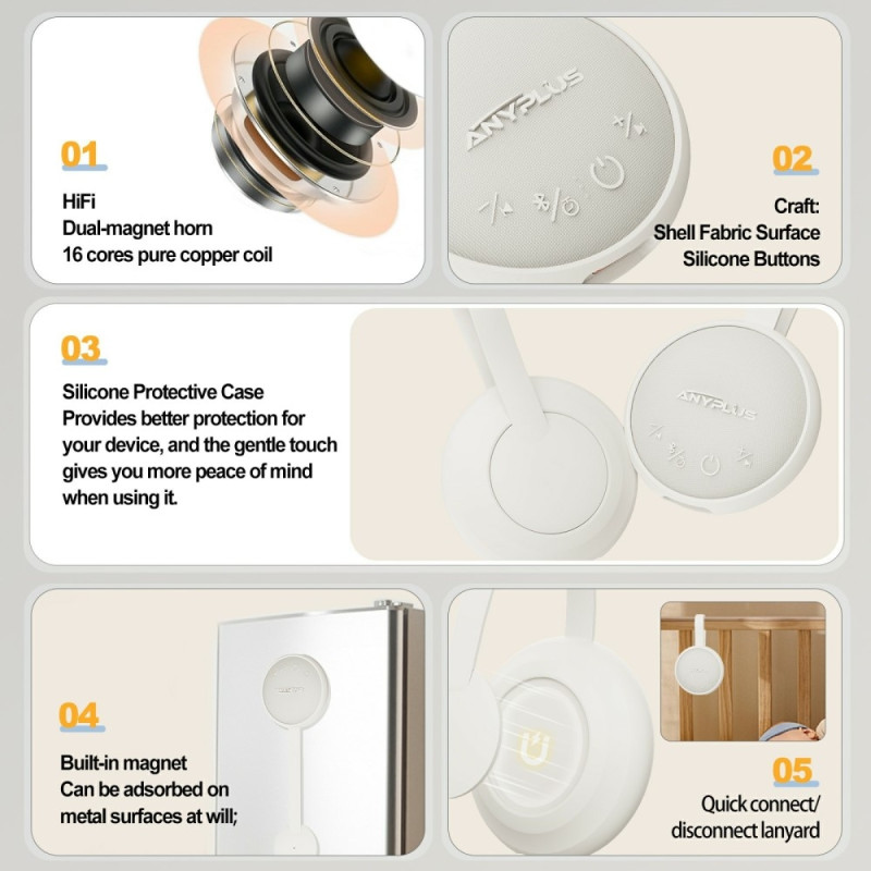 White Noise Machine Bluetooth Højttaler Baby Børn Voksen Sleep Aid Sound Machine