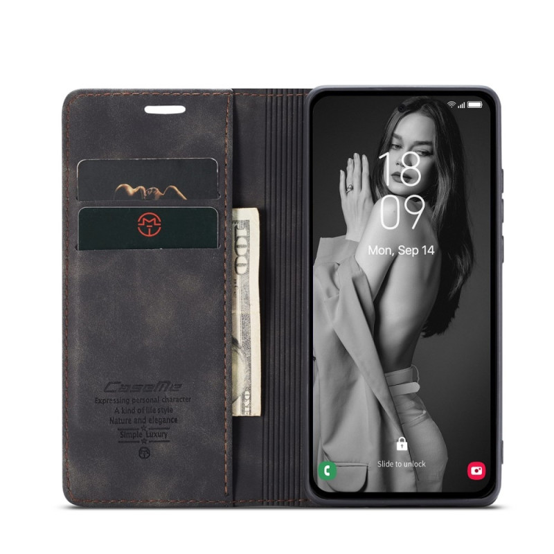 CASEME Retro Wallet Case for Samsung Galaxy A56 - Black