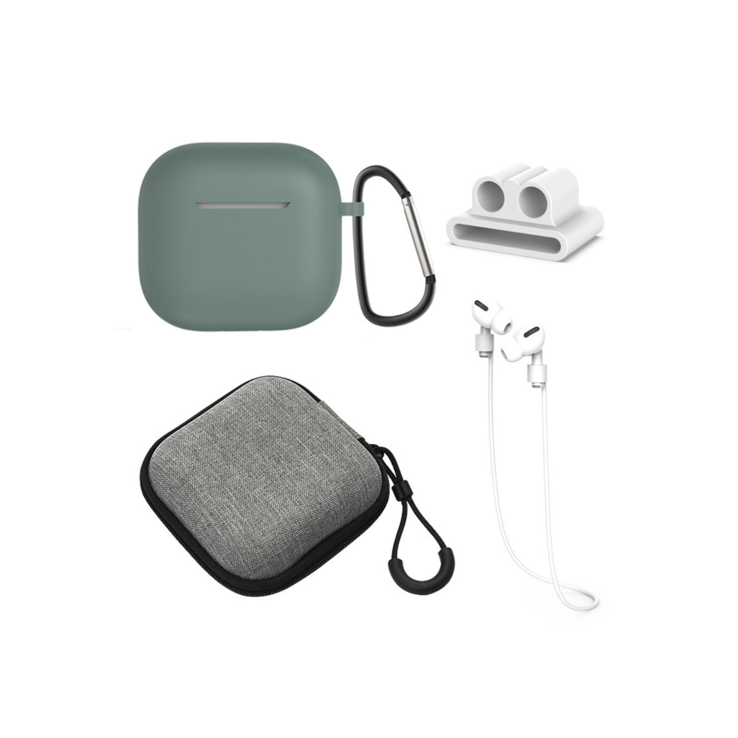 For AirPods 4 5 stk Tilbehør Veske Oppbevaringsboks Halsstropp Hodetelefonholder Nøkkelring