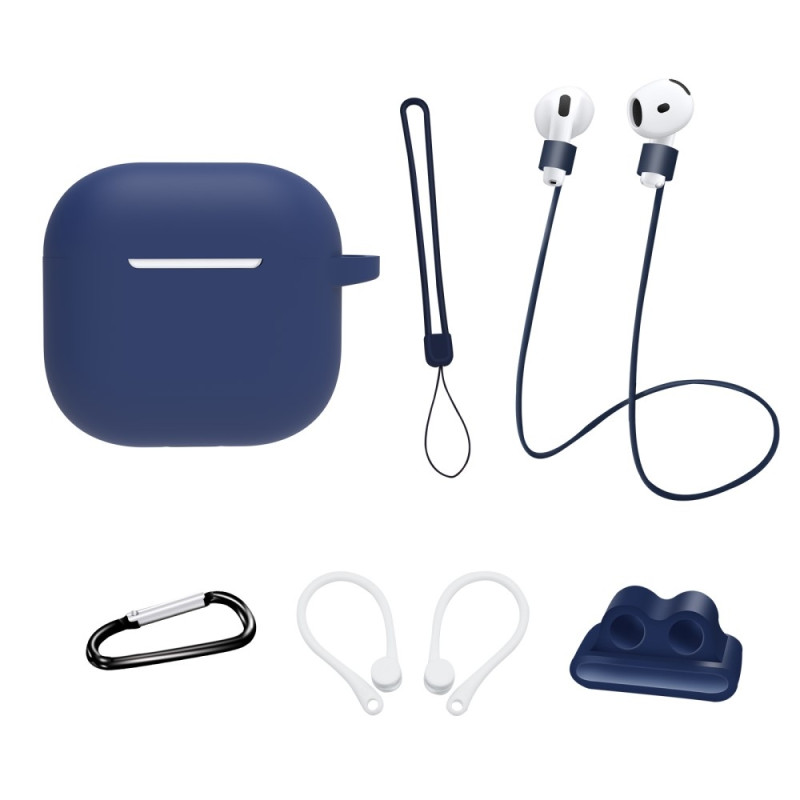 For AirPods 4 6 i 1 tilbehør Veske Stroppholder Ørekroker Halsstropp Nøkkelring - Midnight Blue
