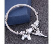 Rostfritt stål Silver Tone Charm Retro Armband Rhinestone Fairy