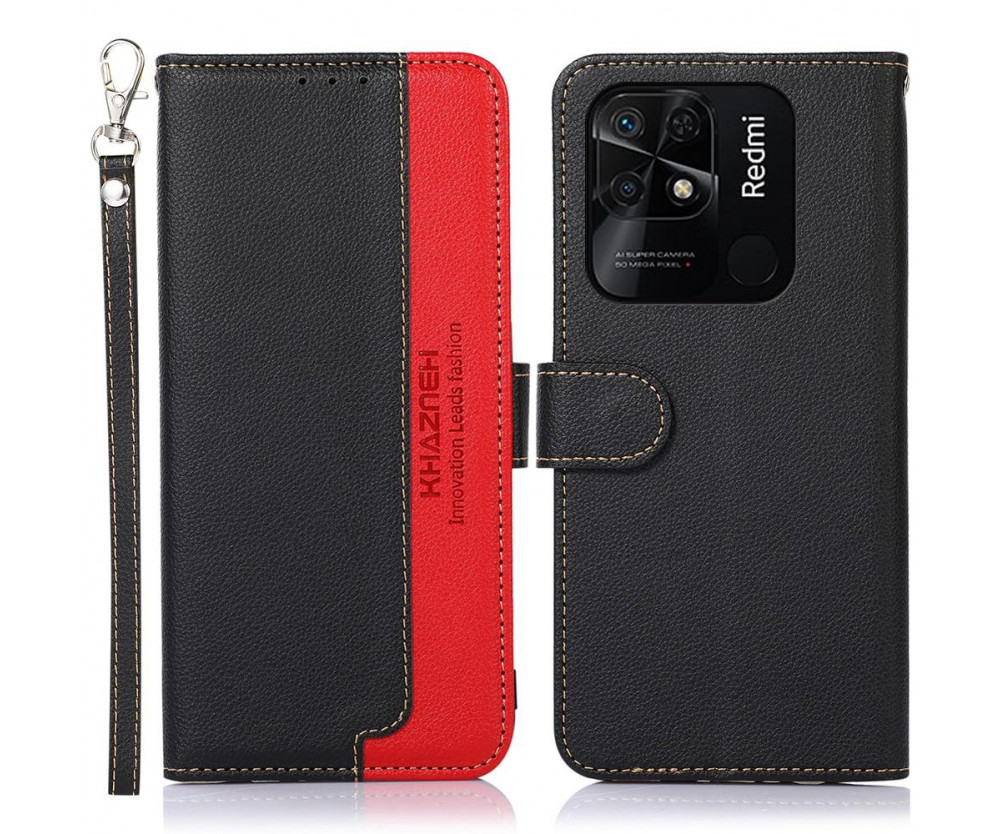 KHAZNEH Redmi 10C Plånboksfodral Svart / Röd
