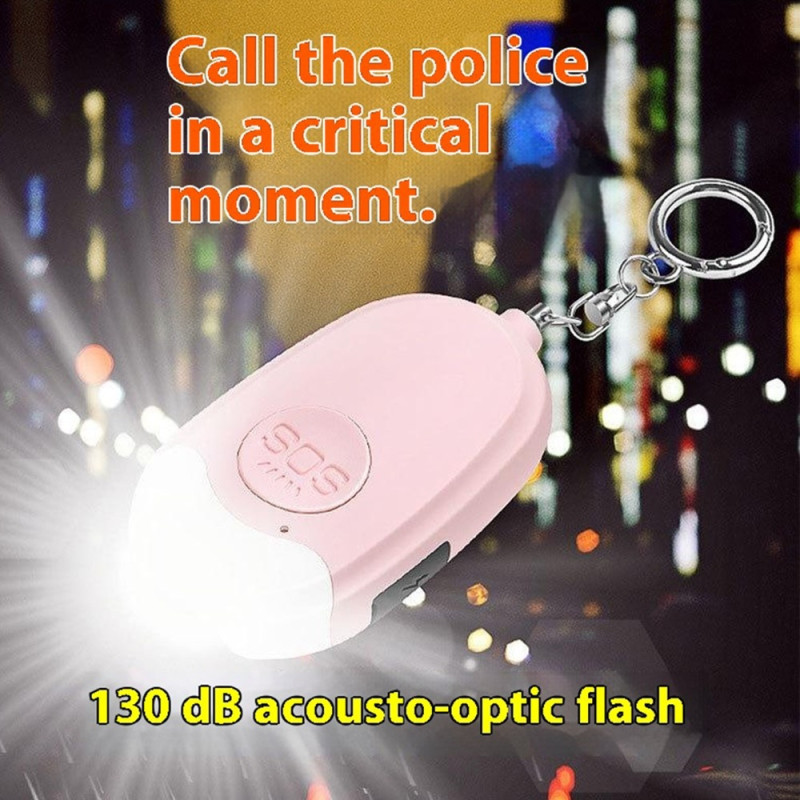 Personal Alarm Flashlight Portable Self Defense 130dB Loud Warning Keychain