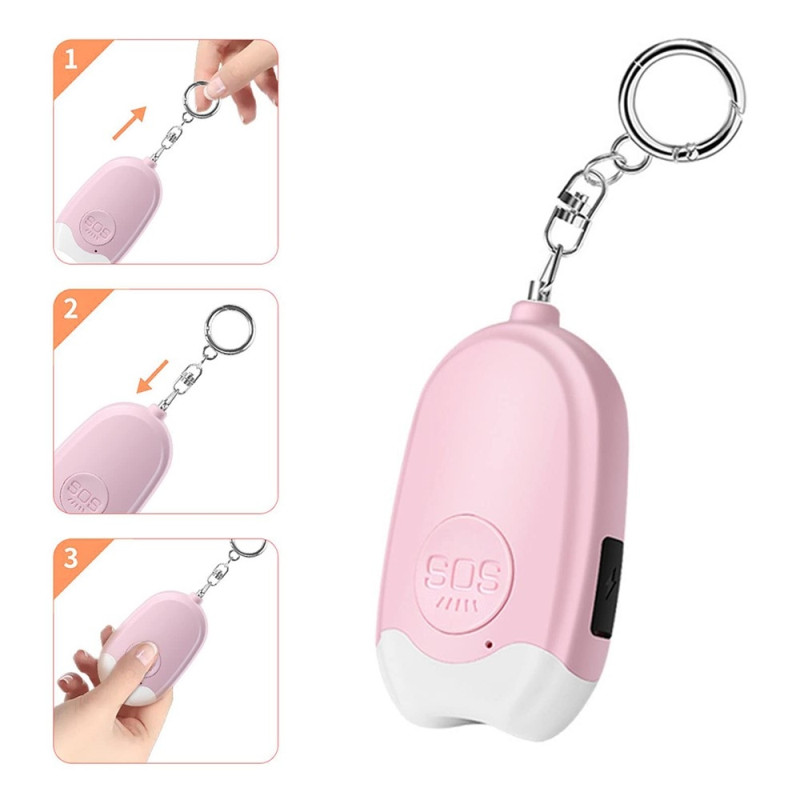 Personal Alarm Flashlight Portable Self Defense 130dB Loud Warning Keychain