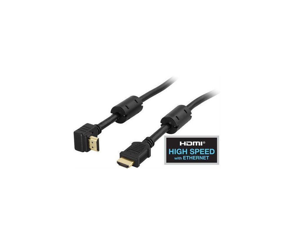 DELTACO vinklad HDMI kabel High Speed Ethernet 4K UltraHD 2m