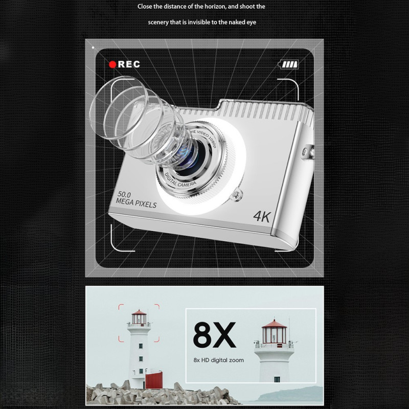 2,4" HD Dual Lens Digital CCD-kamera Videooptagelse 8X zoomkamera inkl. 32GB Hukommelseskort