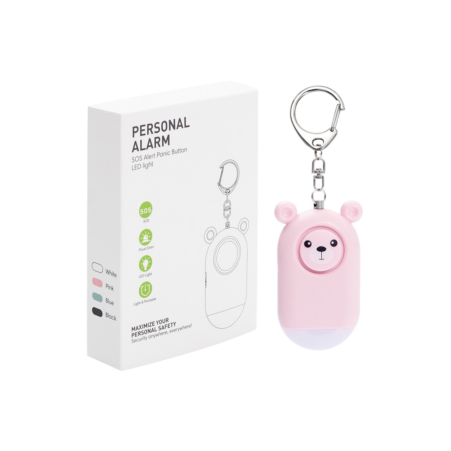 Nødalarm Overfaldsbeskyttelse Bærbar selvforsvar Høj personlig sikkerhedsalarm - Lyserød