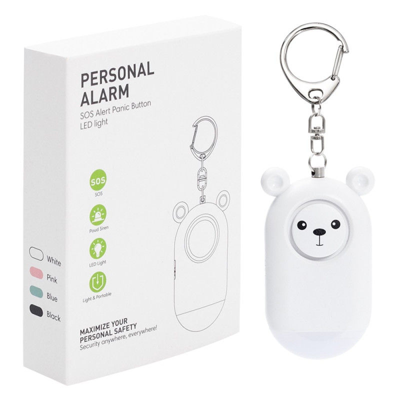 Nödlarm Överfall Skydd bärbar självförsvar högljudd Personligt Säkerhetslarm - Vit