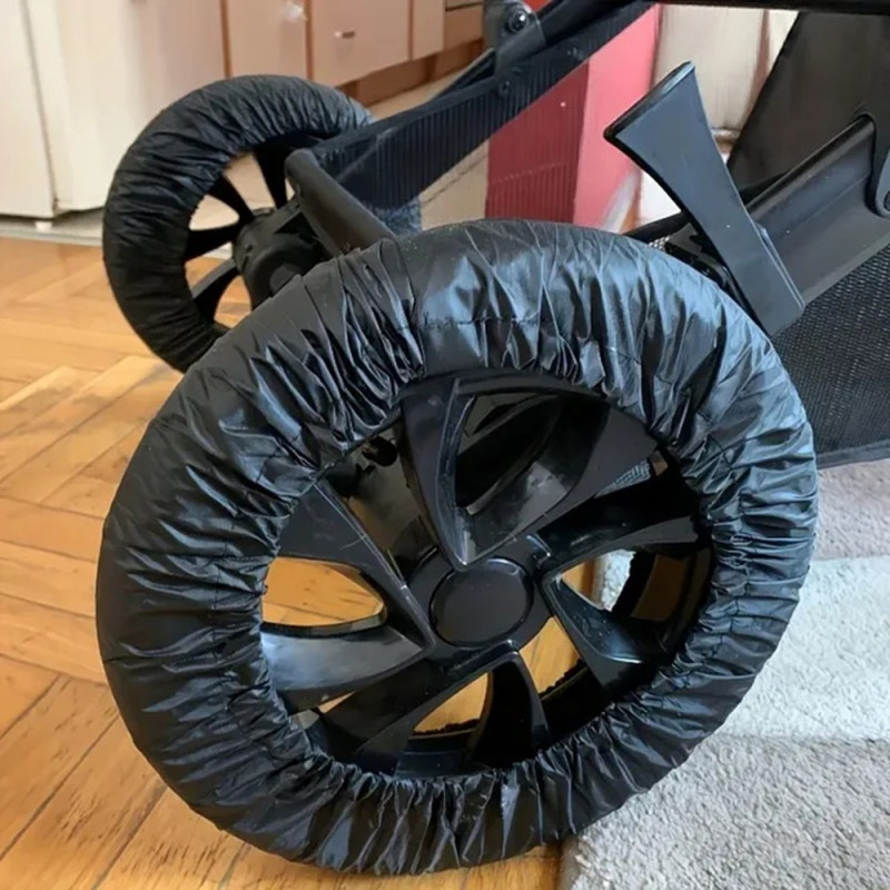 2 stk Beskyttelseshjul Barnevogn Oxford stoff mot smuss str L for 25-36cm forhjul