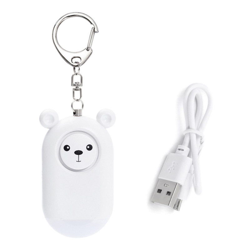 Nødalarm overfallsbeskyttelse Bærbar selvforsvar Høy personlig sikkerhetsalarm - Hvit