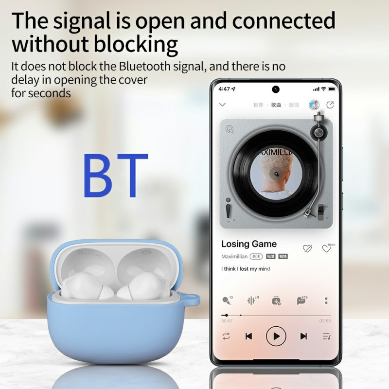 Til Xiaomi Redmi Buds 6 Pro Silikondeksel – Beskyttelsesetui med karabinkrok