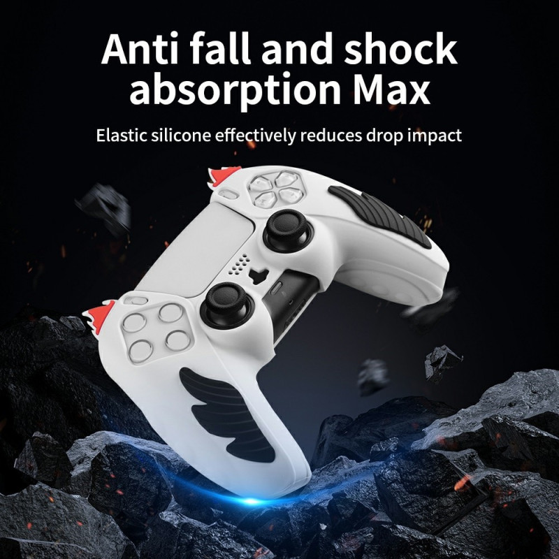 Playstation 5 / PS5 Silikone Skin Cover Case Anti-Slip Protection Flame Design - Sort