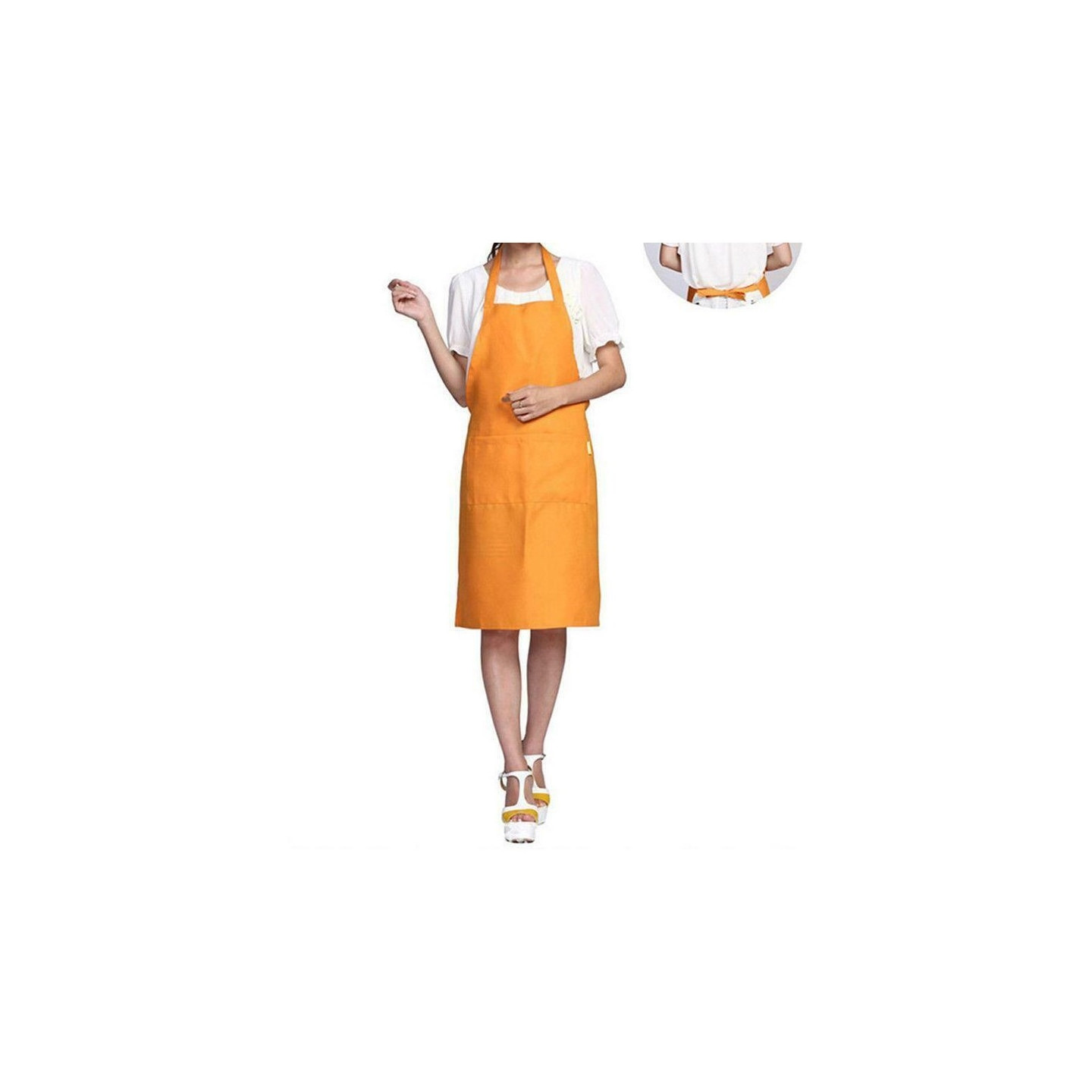 Home Kitchen Simple Stylish Clean Color Apron - Orange