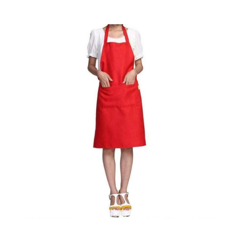 Home Kitchen Simple Stylish Clean Color Apron - Red