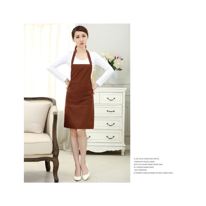 Home Kitchen Simple Stylish Clean Color Apron - Brown