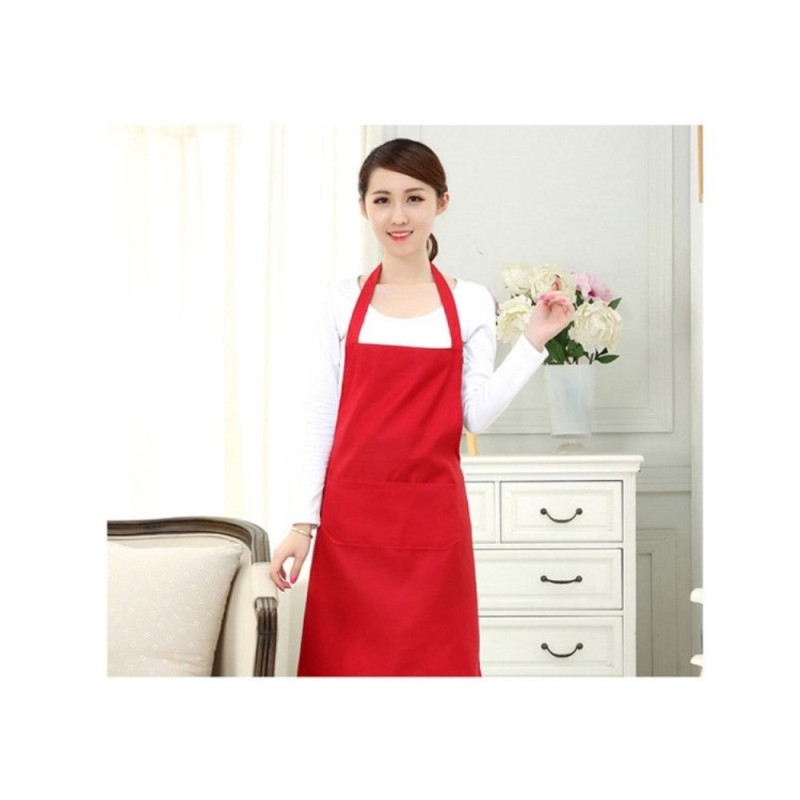 Home Kitchen Simple Stylish Clean Color Apron - Red