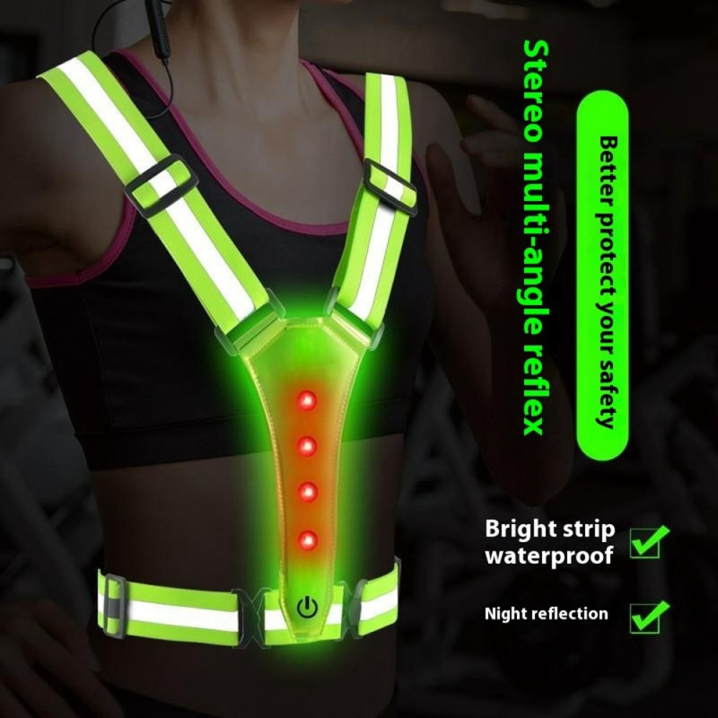 Rechargeable Reflective Vest with 3 Modes LED Light for Outdoor Night Running Walking