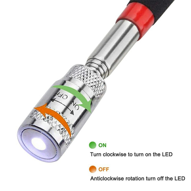LED magnetiskt järn pickup verktyg Teleskopisk förlängningsbar med ljus