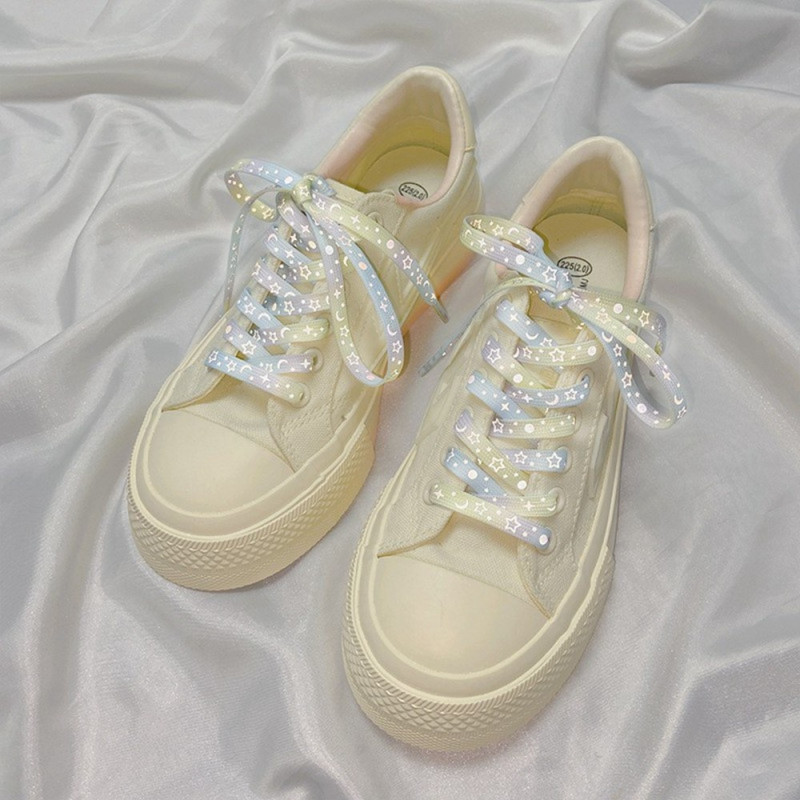 140 cm reflekterende snørebånd til sneakers Lærredssko Basketballsko mm - Yellow Blue Star