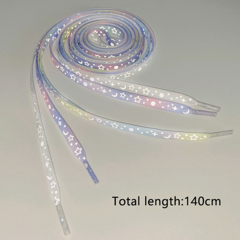 140 cm reflective shoelaces for sneakers Canvas shoes Basketball shoes etc - Yellow Blue Star
